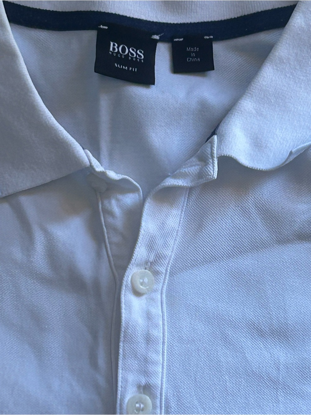 BOSS White Men's Slim Fit Polo with Contrast Trim
